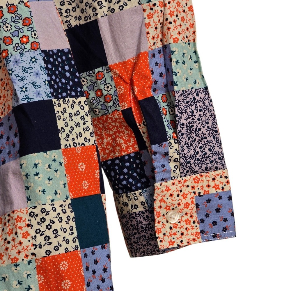 Lands' End Cotton Poplin Patchwork Button Front B… - image 3